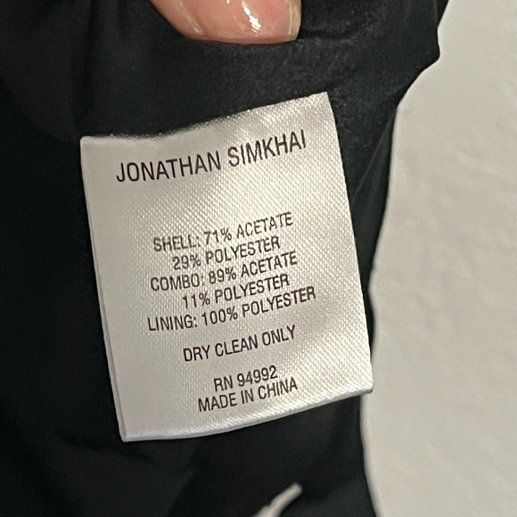 Jonathan Simkhai Ariah Front Split Hem Pants Black 8 - Picture 10 of 11